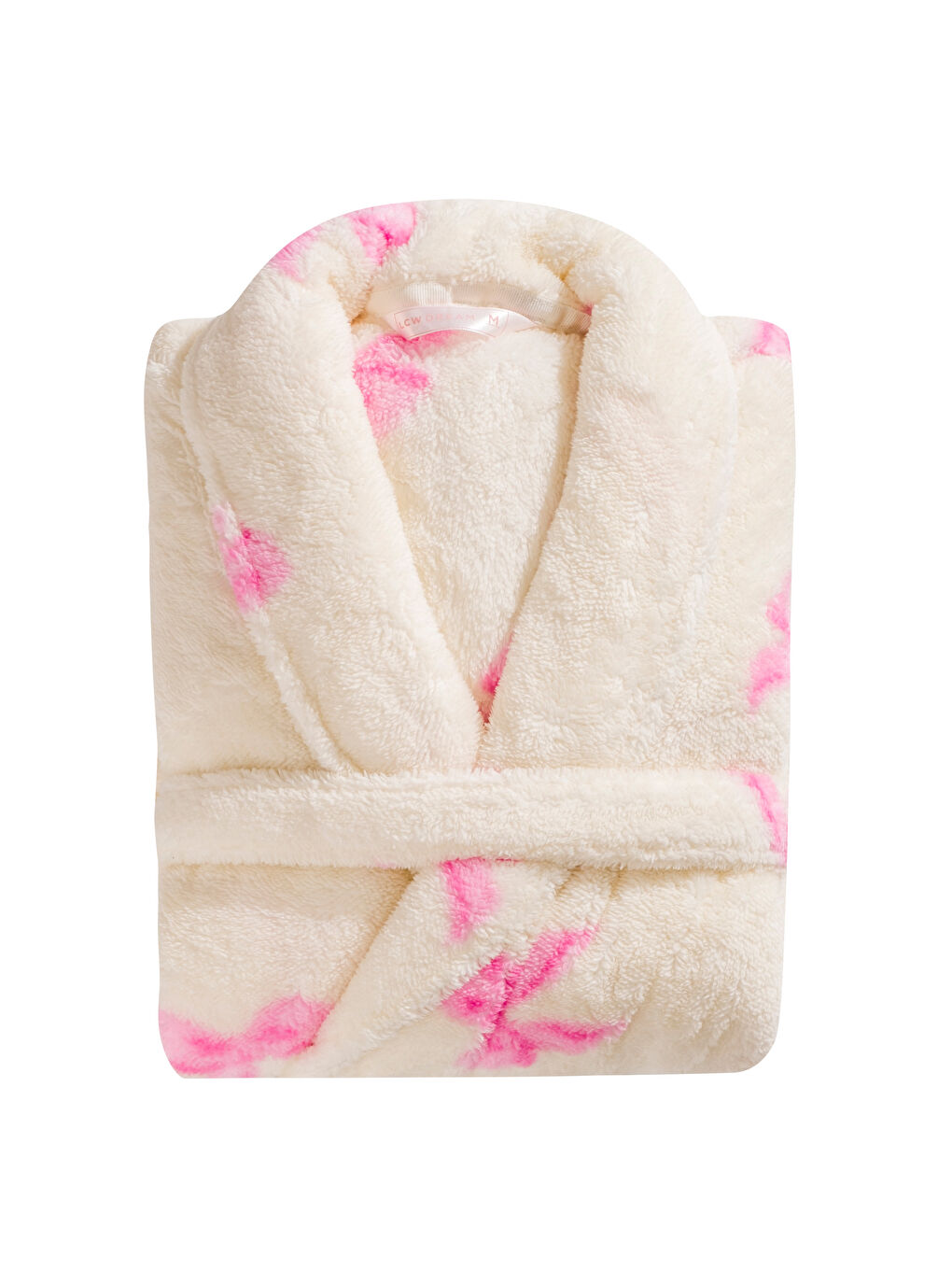 Ekru Fiyonk Desenli Pelüş Kadın Sabahlık-3