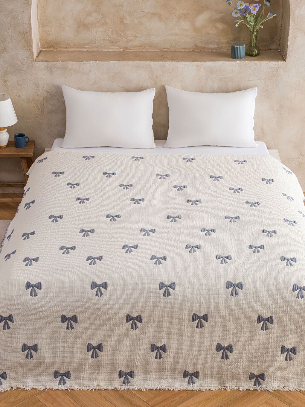 Karışık Fiyonk Baskılı Çift Kişilik Yatak Örtüsü -1