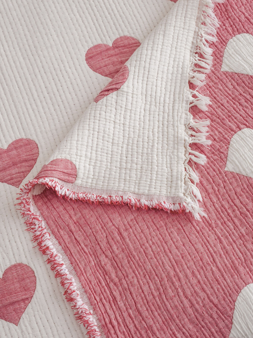 Karışık Kalp Desenli Tek Kişilik Yatak Örtüsü -3