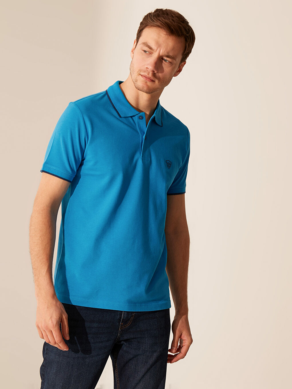 Mavi Polo Yaka Basic Pike Tişört-2