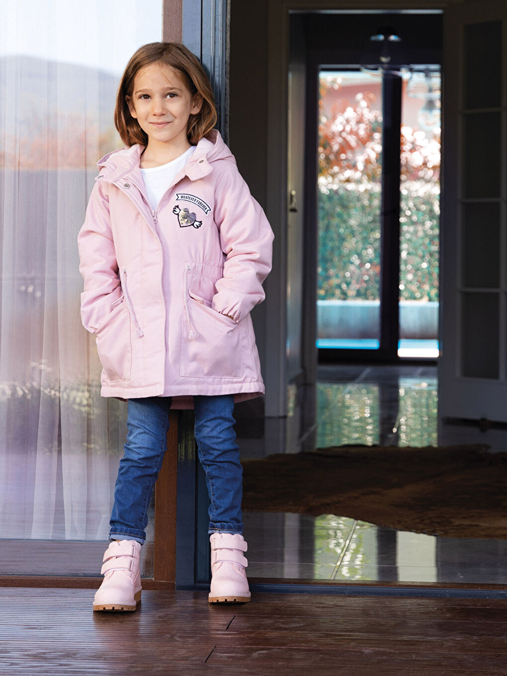 Manteau Court à Capuche pour Fille