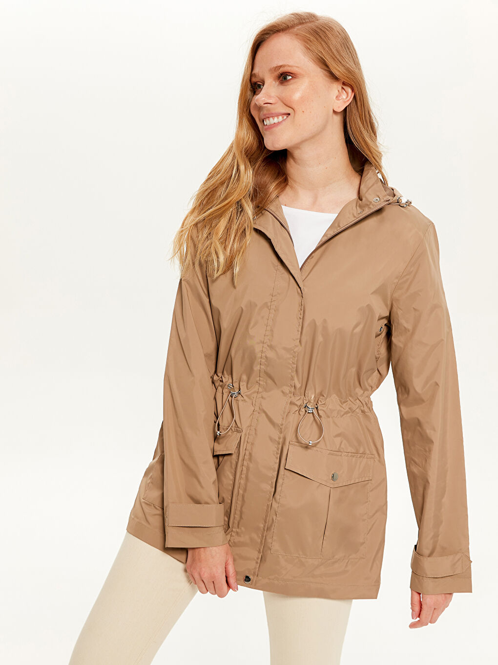 Женщины Бежевый Дождевик