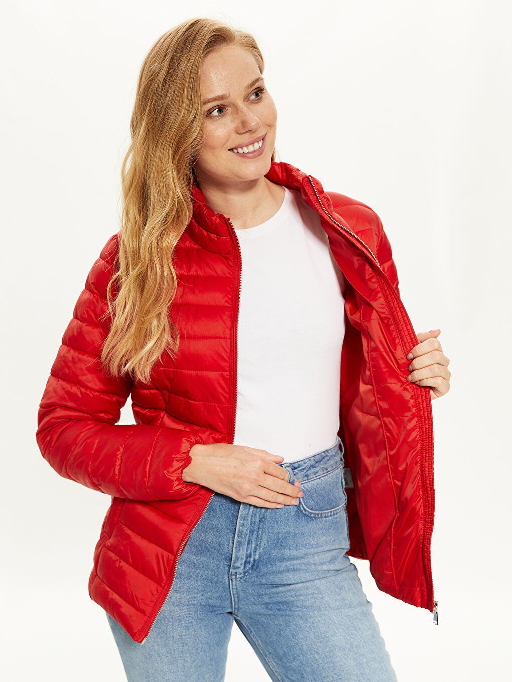 Пуховик с воротником-трубой-1