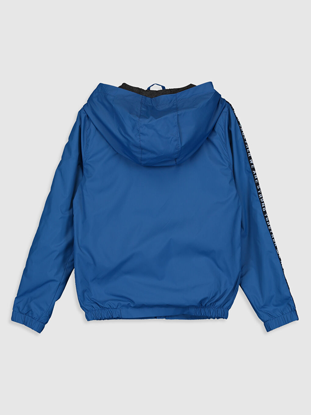 Hooded and Letter Printed Striped Boy's Raincoat-1
