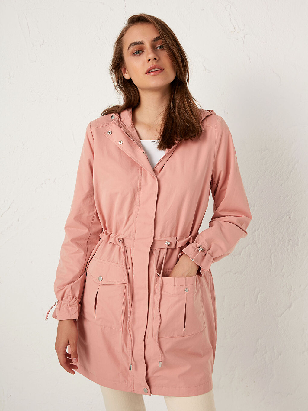 Shirred Waist Lightweight Short Coat