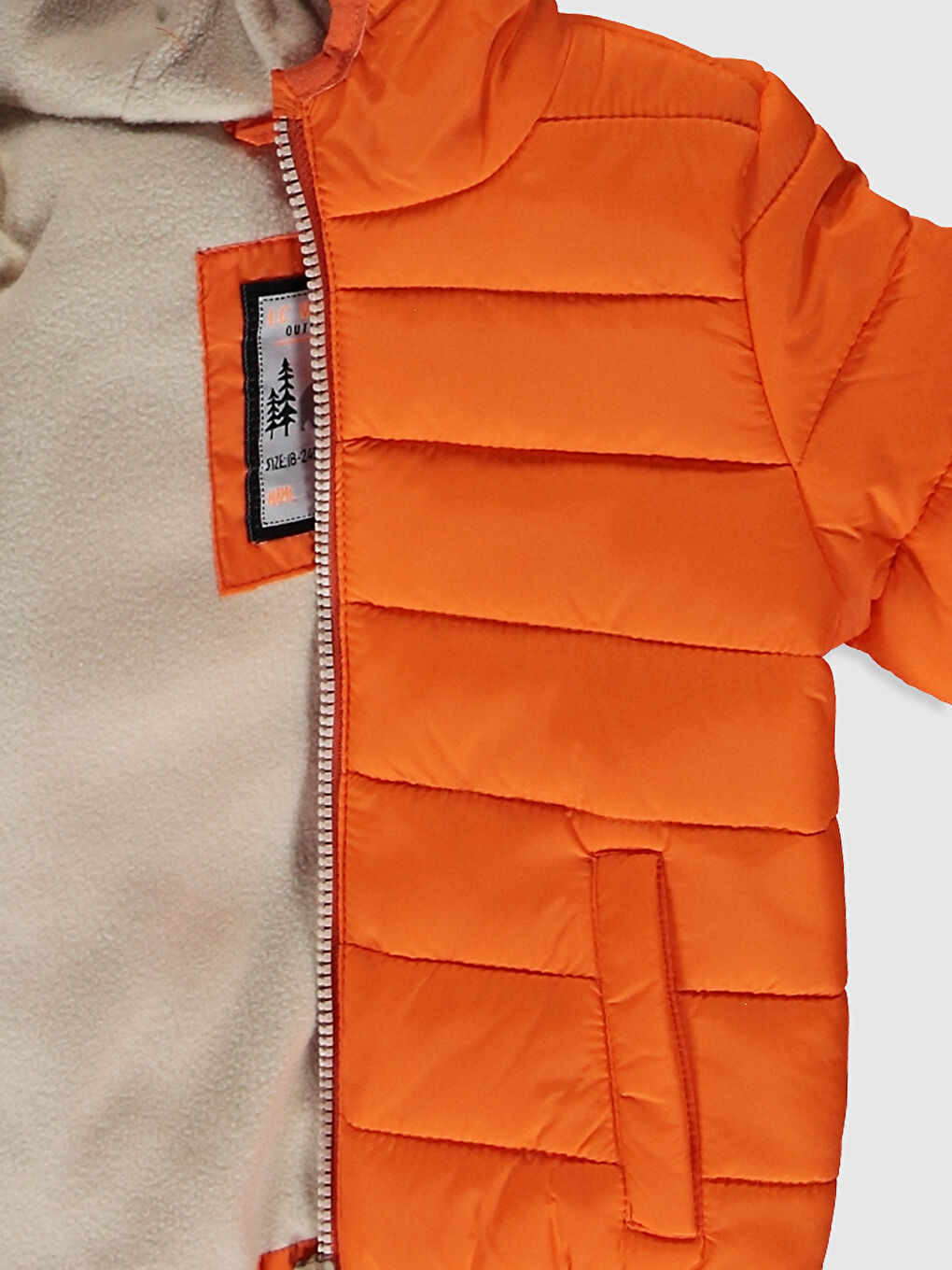 Turuncu Erkek Bebek Kapüşonlu Fermuarlı Mont-5