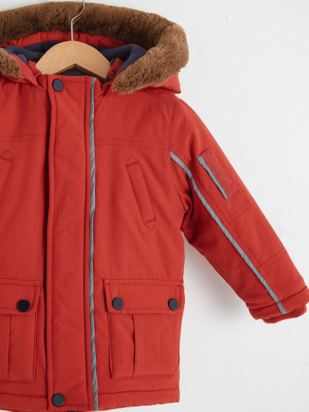 Turuncu Erkek Bebek Fermuarlı Kalın Mont-2