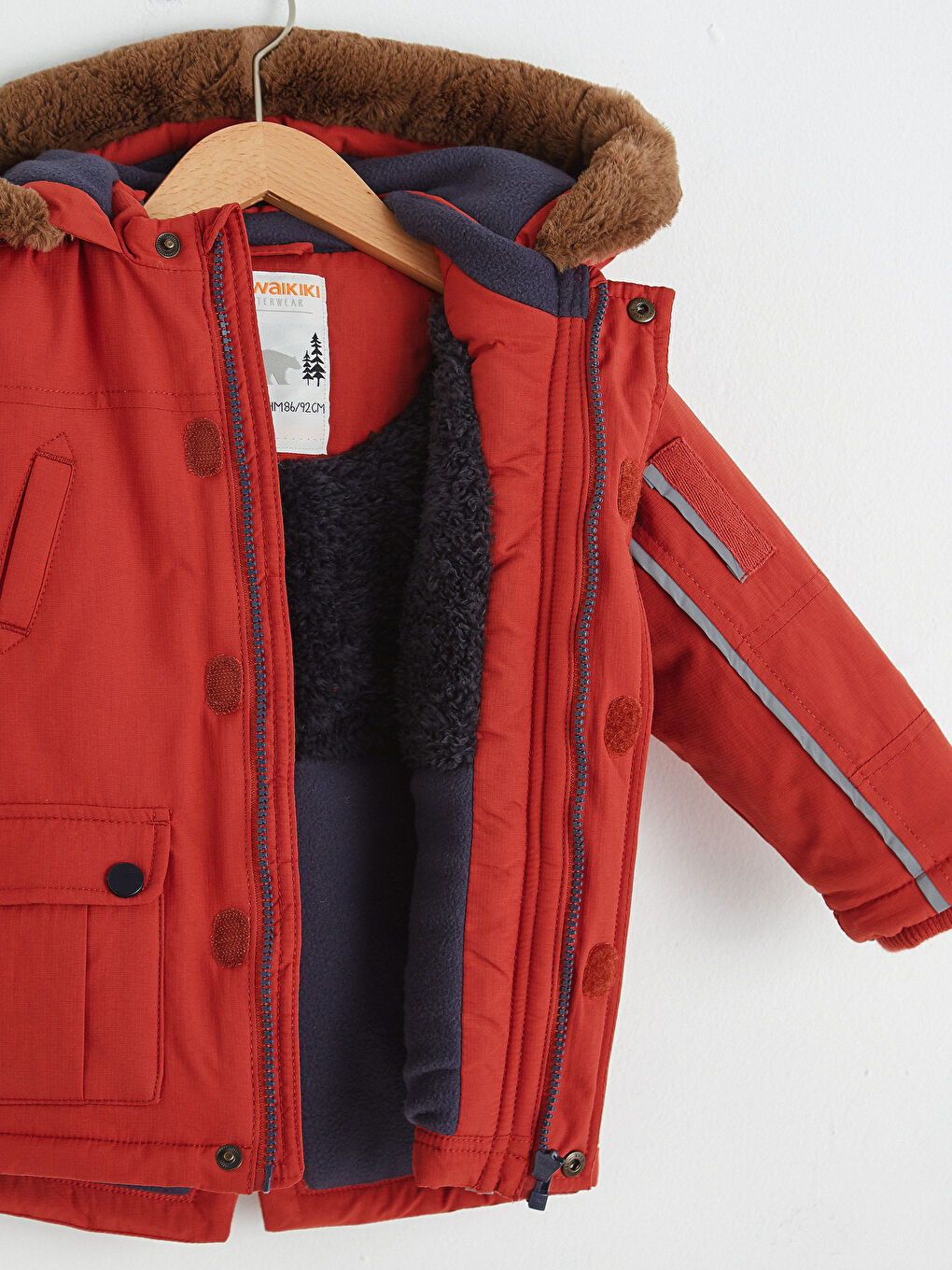 Turuncu Erkek Bebek Fermuarlı Kalın Mont-3