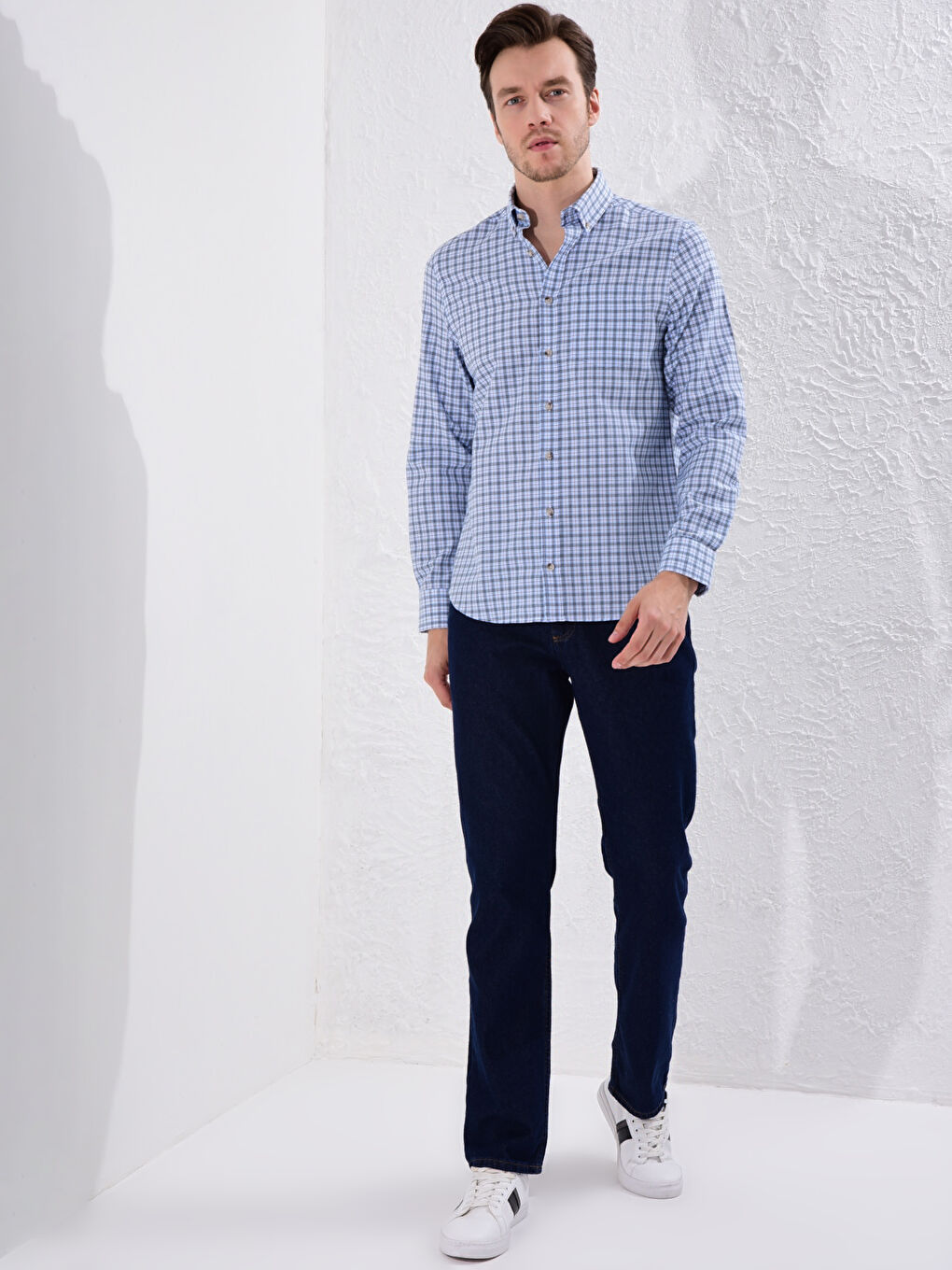 Chemise Gabardine Écossais Manches Longues Coupe Régulière-2