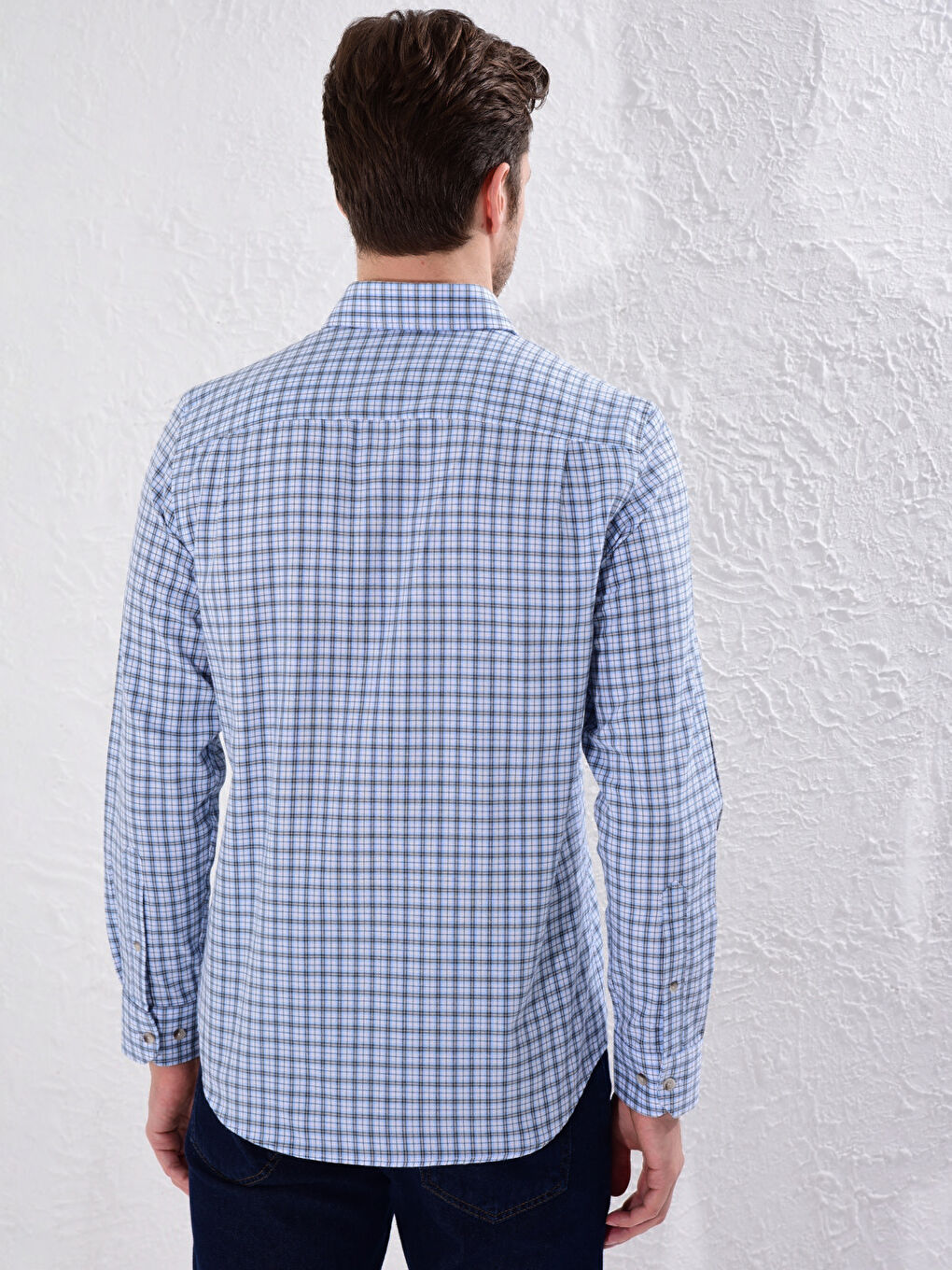 Chemise Gabardine Écossais Manches Longues Coupe Régulière-3