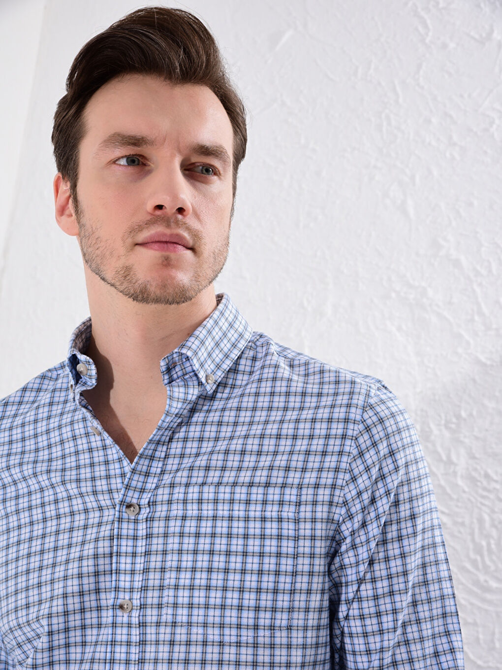 Chemise Gabardine Écossais Manches Longues Coupe Régulière-4