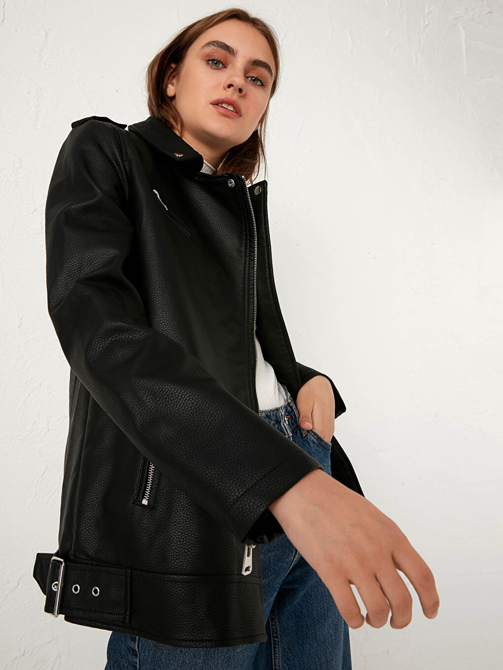 Manteau motard en similicuir-2