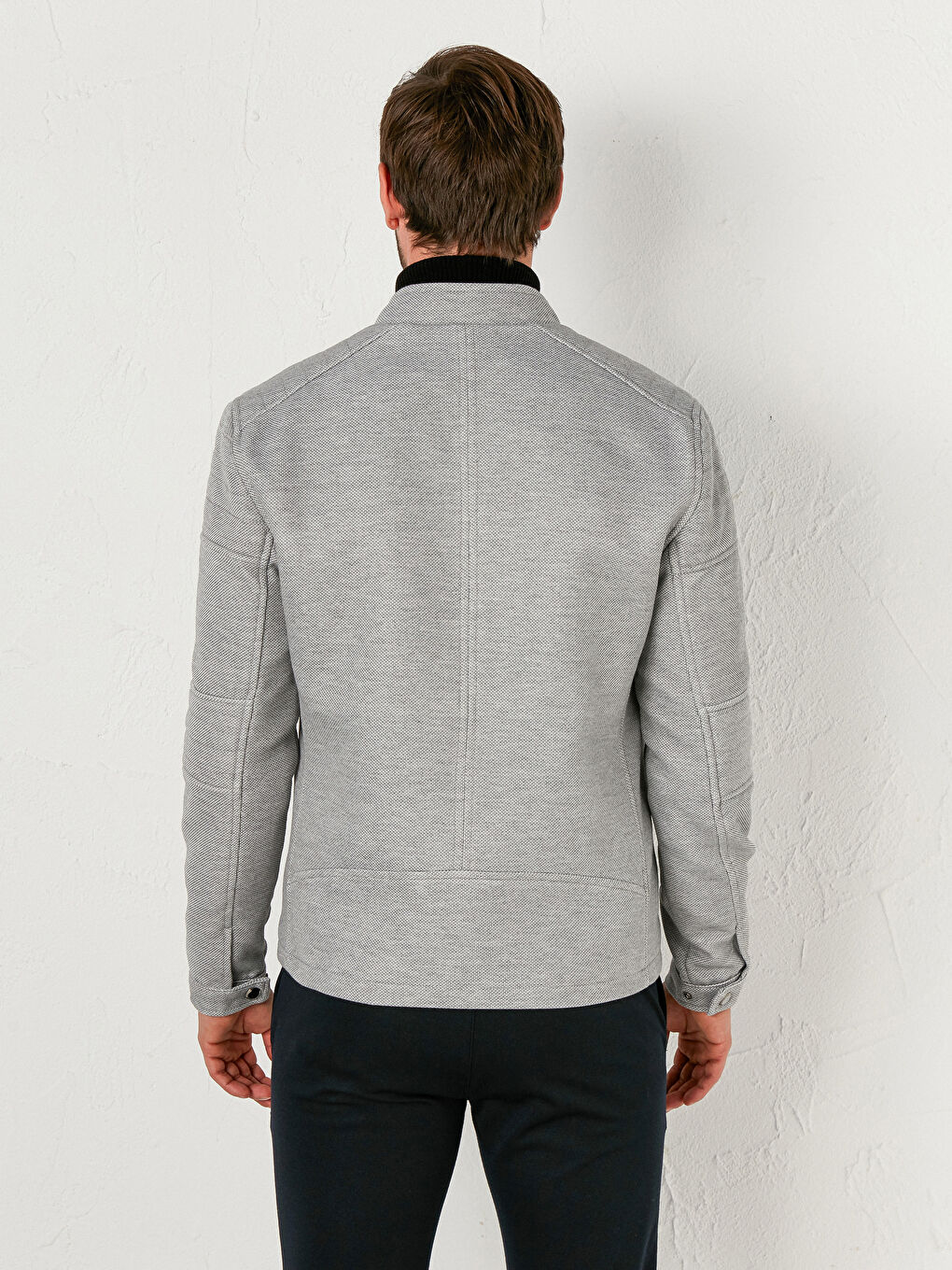 Gri Slim Fit Fermuarlı İnce Mont-6