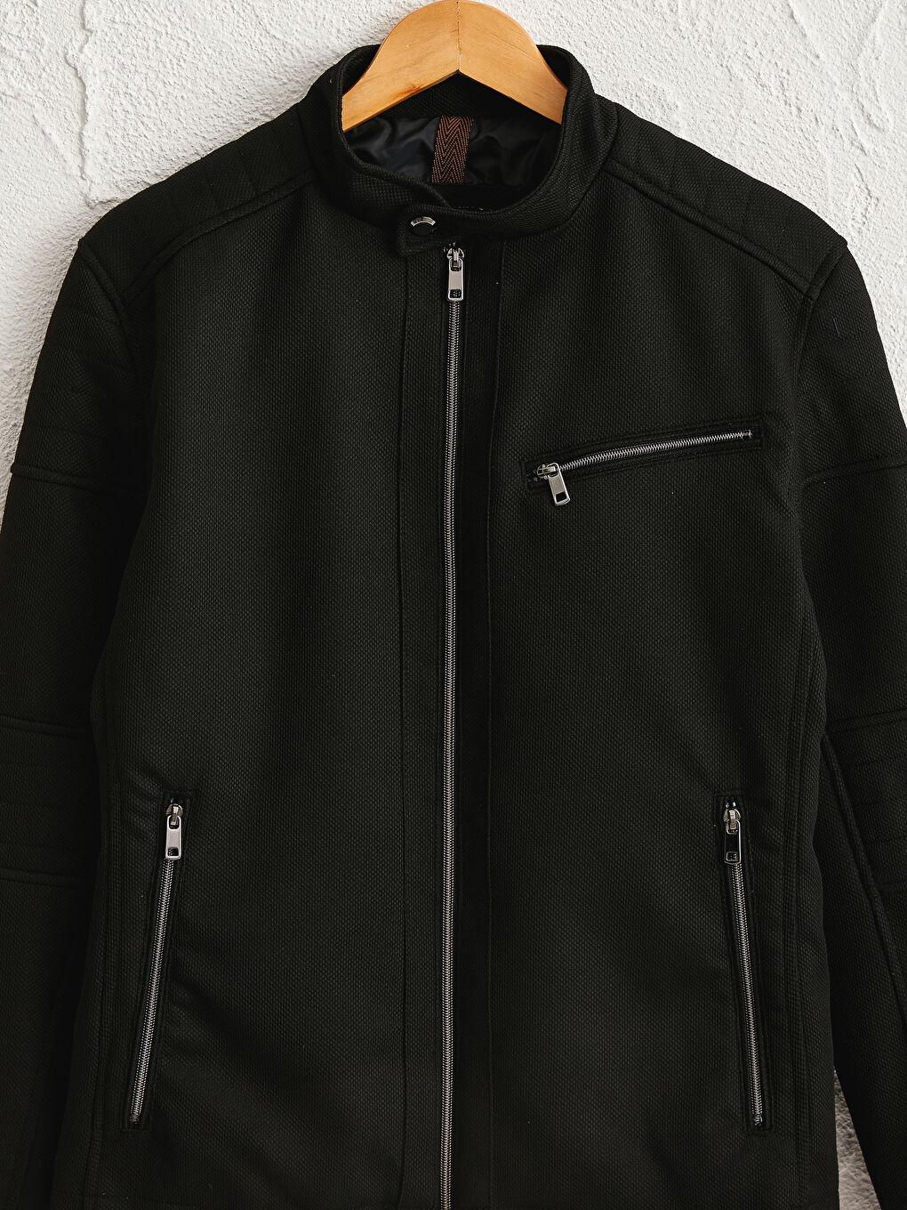 Siyah Slim Fit Fermuarlı İnce Mont-3