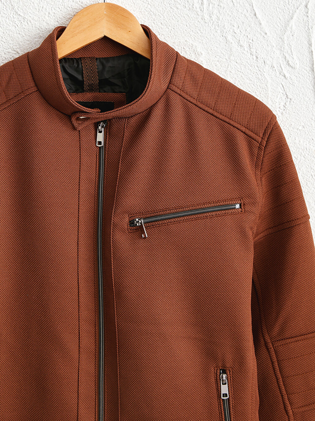 Kahverengi Slim Fit Fermuarlı İnce Mont-2