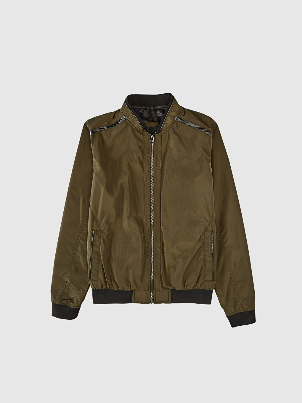 Haki Slim Fit Bomber Erkek Mont-1