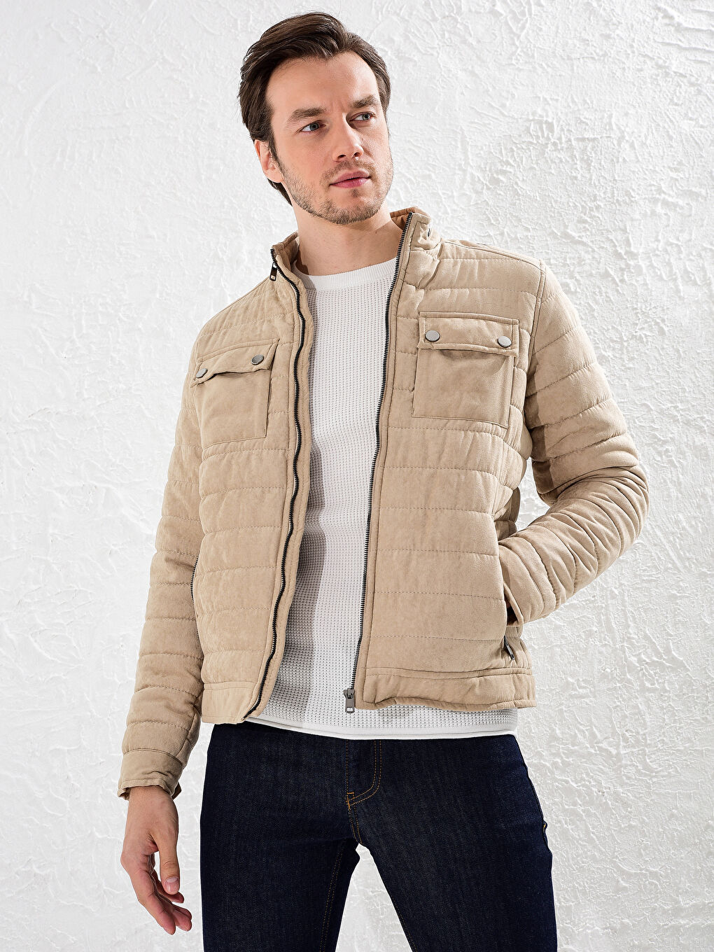 Тар пішім биік жағалы замша пальто-2