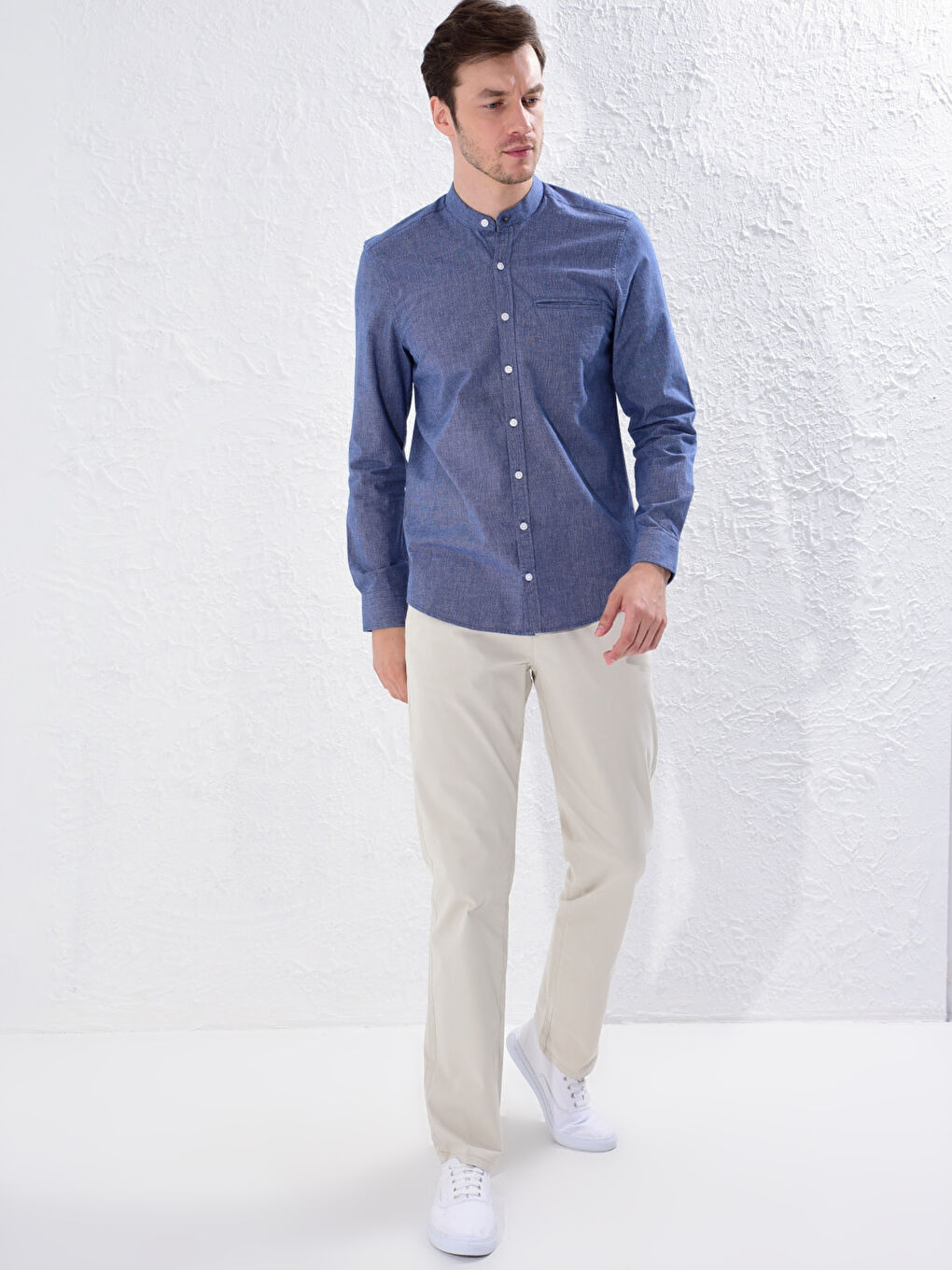 Тар пішім тік жағалы ұзын жең добби матасы жейде-2