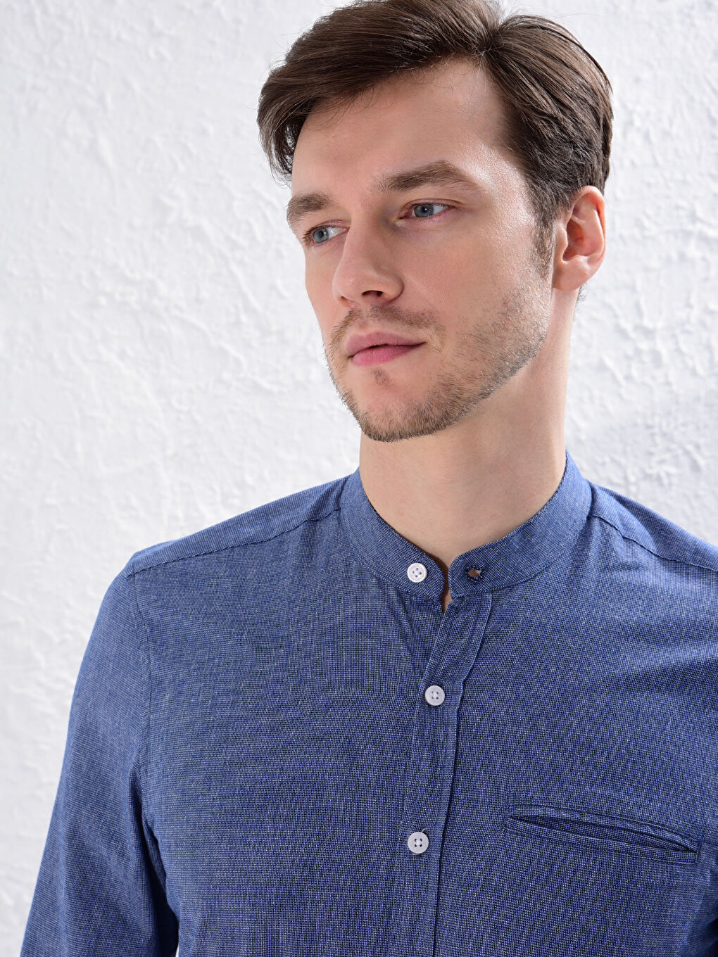 Тар пішім тік жағалы ұзын жең добби матасы жейде-4