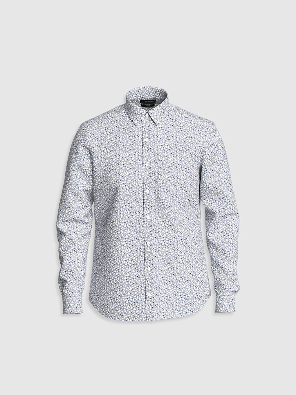 Рубашка слим с принтом с длинным рукавом из поплина-1