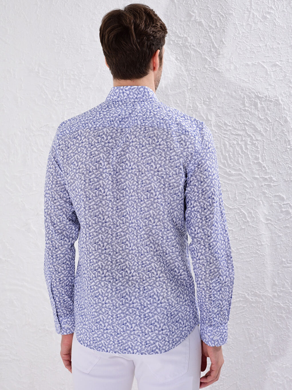 Рубашка слим с принтом с длинным рукавом из поплина-5