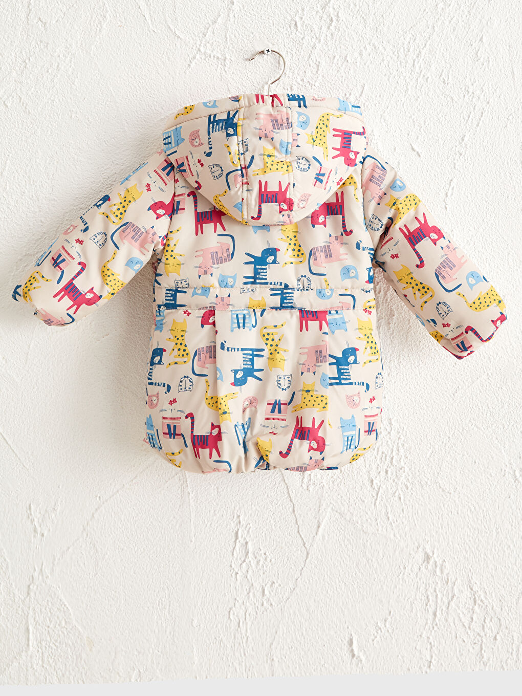 Bej Kız Bebek Kapüşonlu Fermuarlı Kalın Kaban-2