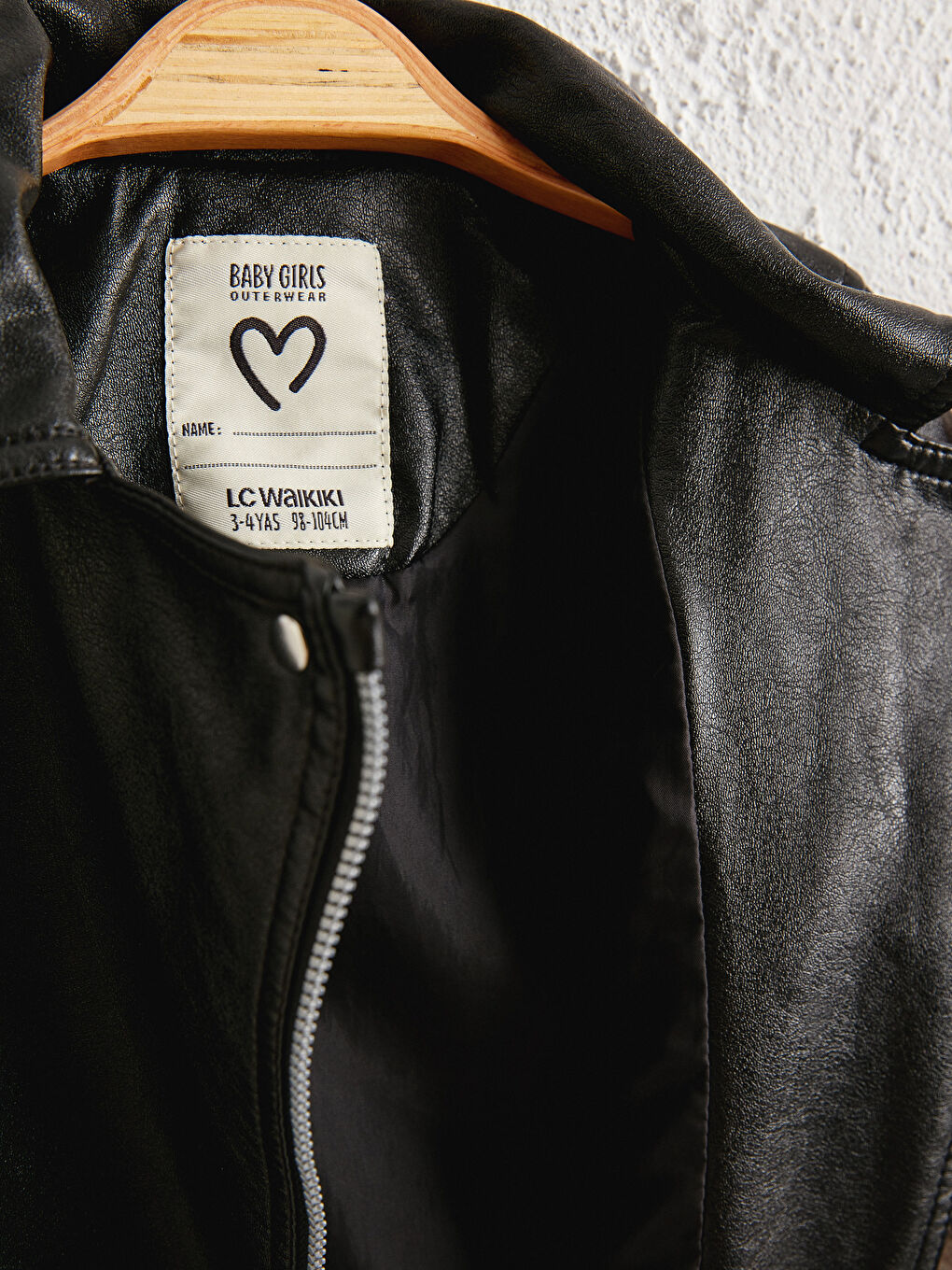 Siyah Kız Bebek Deri Görünümlü Ceket-1