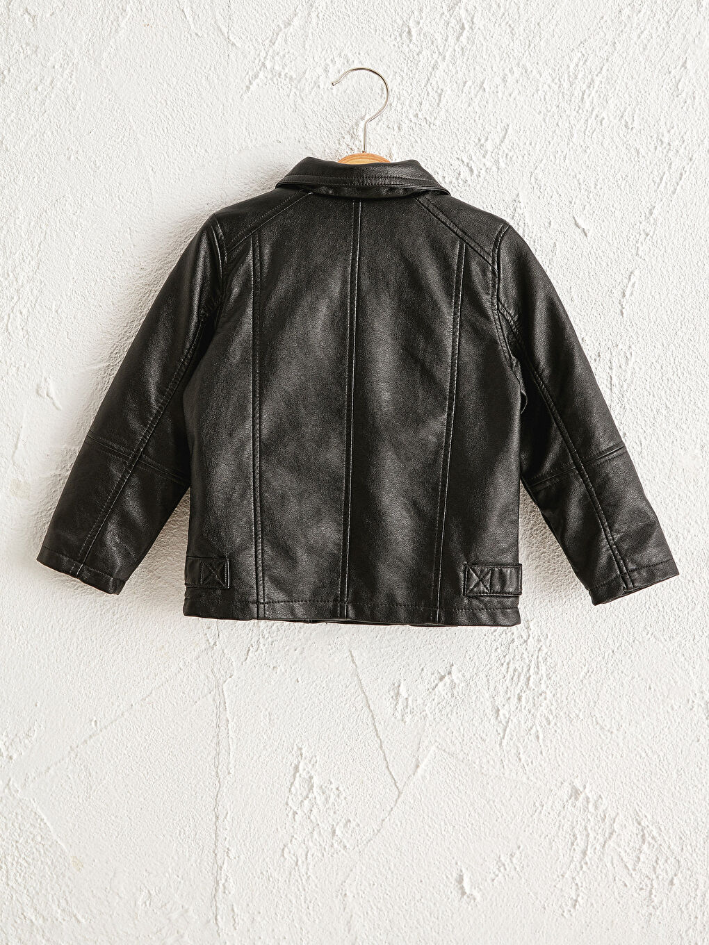 Siyah Kız Bebek Deri Görünümlü Ceket-3