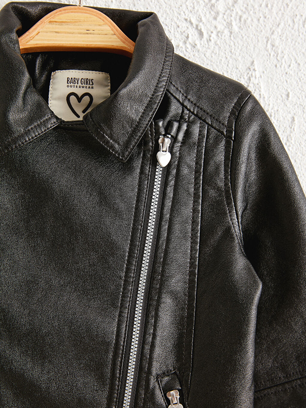 Siyah Kız Bebek Deri Görünümlü Ceket-4