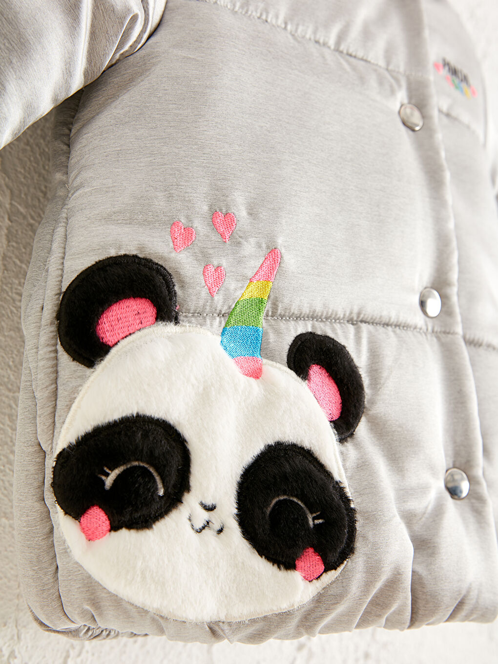 Gri Kız Bebek Kapüşonlu Fermuarlı Kalın Kaban-2