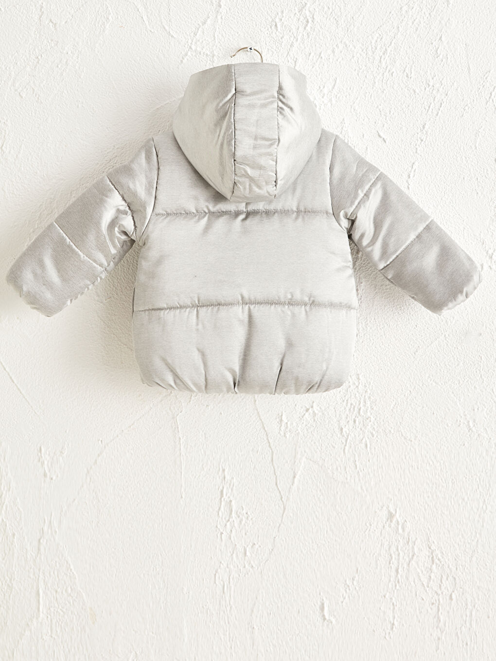 Gri Kız Bebek Kapüşonlu Fermuarlı Kalın Kaban-3