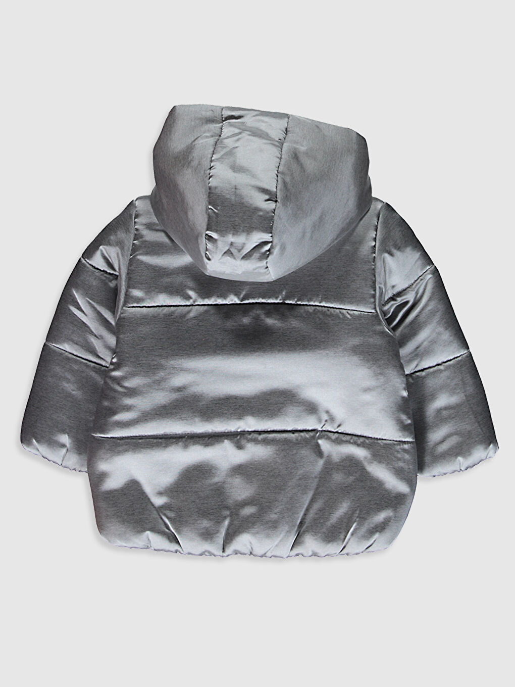 Gri Kız Bebek Kapüşonlu Fermuarlı Kalın Kaban-4