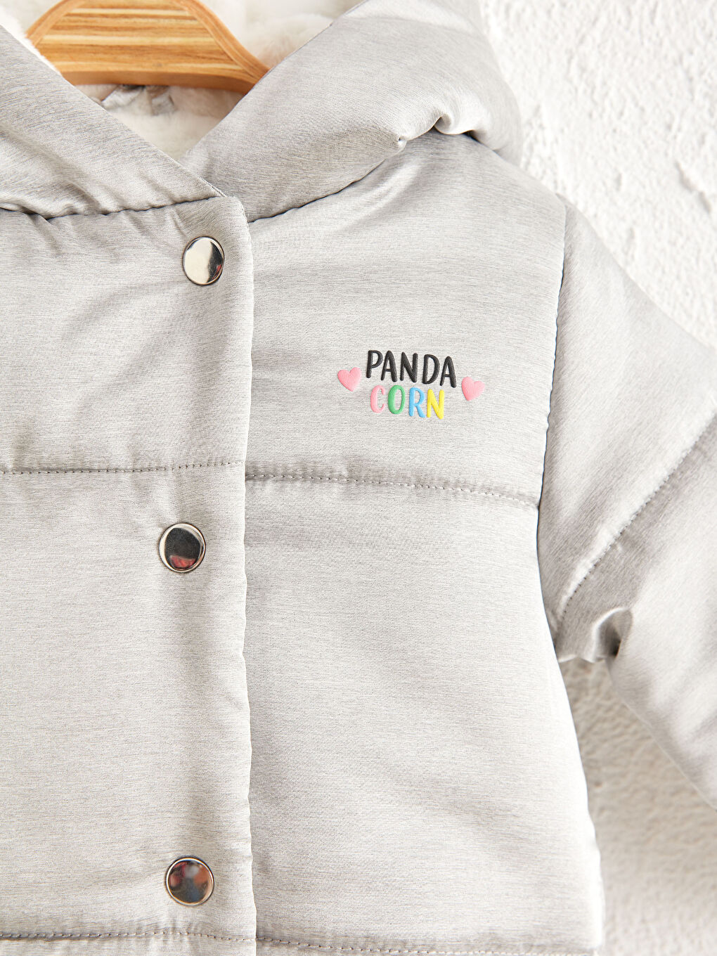 Gri Kız Bebek Kapüşonlu Fermuarlı Kalın Kaban-5