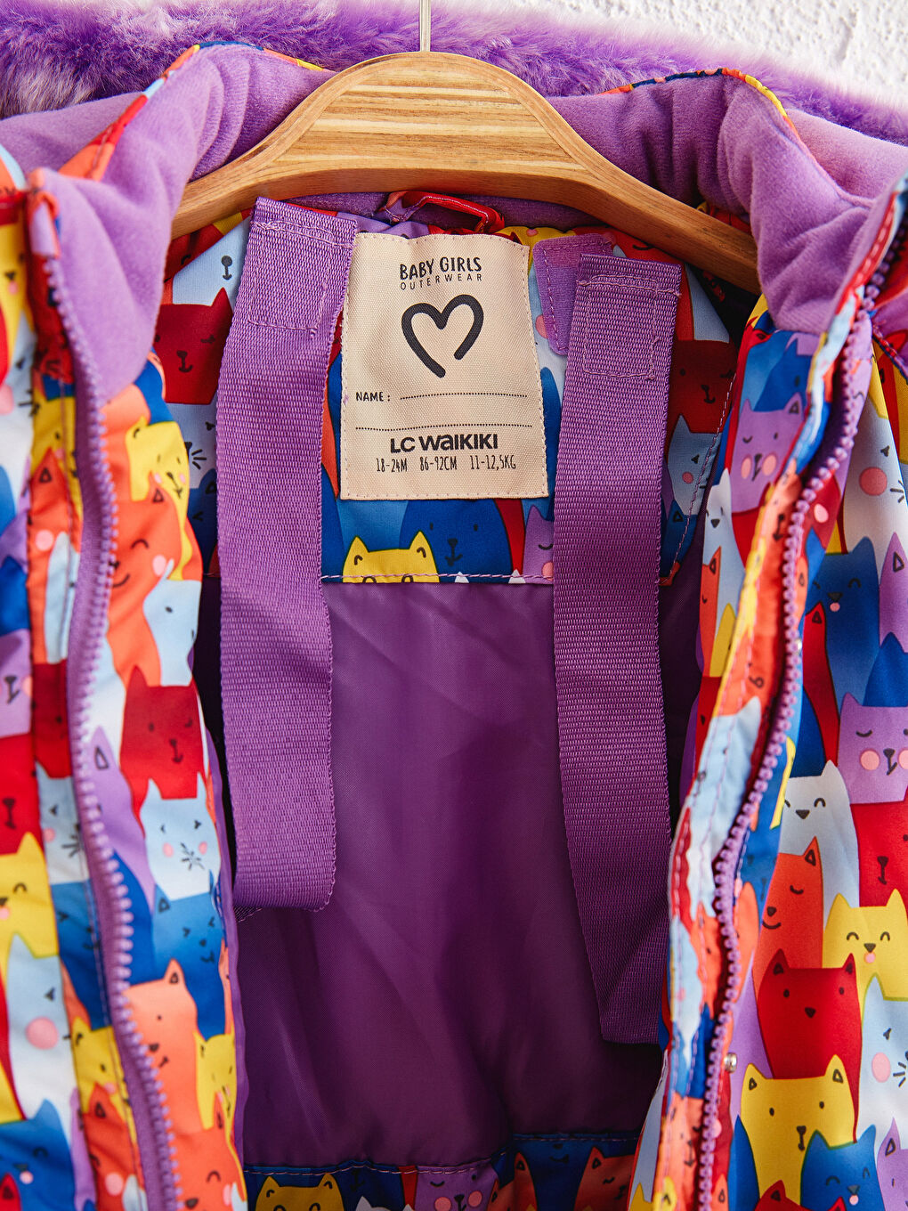 Kırmızı Kız Bebek Baskılı Mont-1