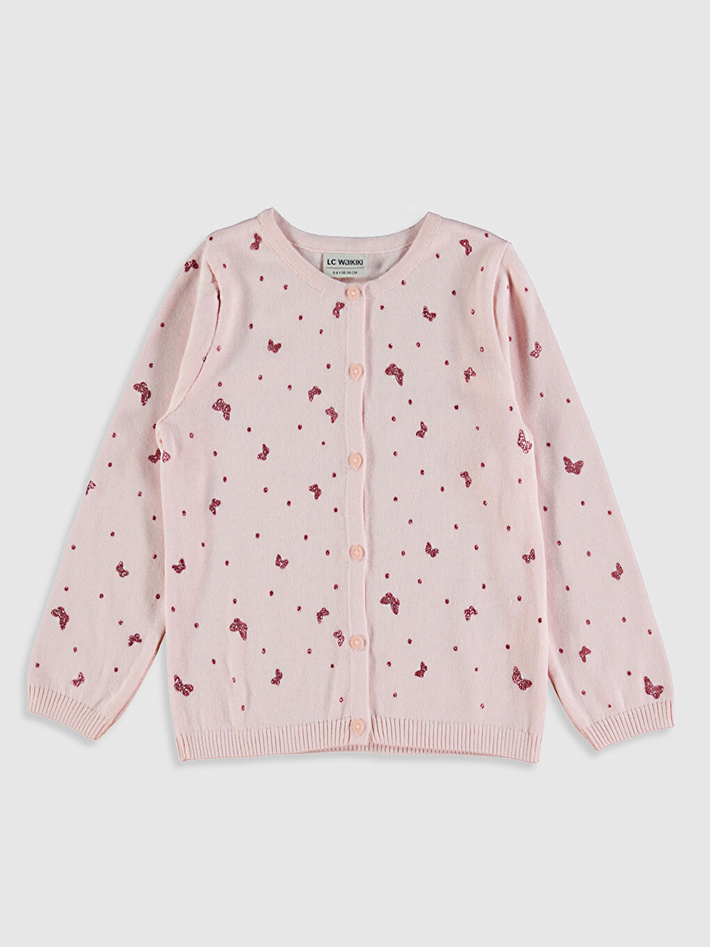 Pembe Bisiklet Yaka Uzun Kollu Kız Çocuk Hırka