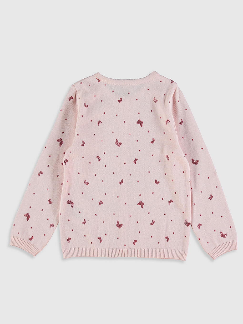 Pembe Bisiklet Yaka Uzun Kollu Kız Çocuk Hırka-1