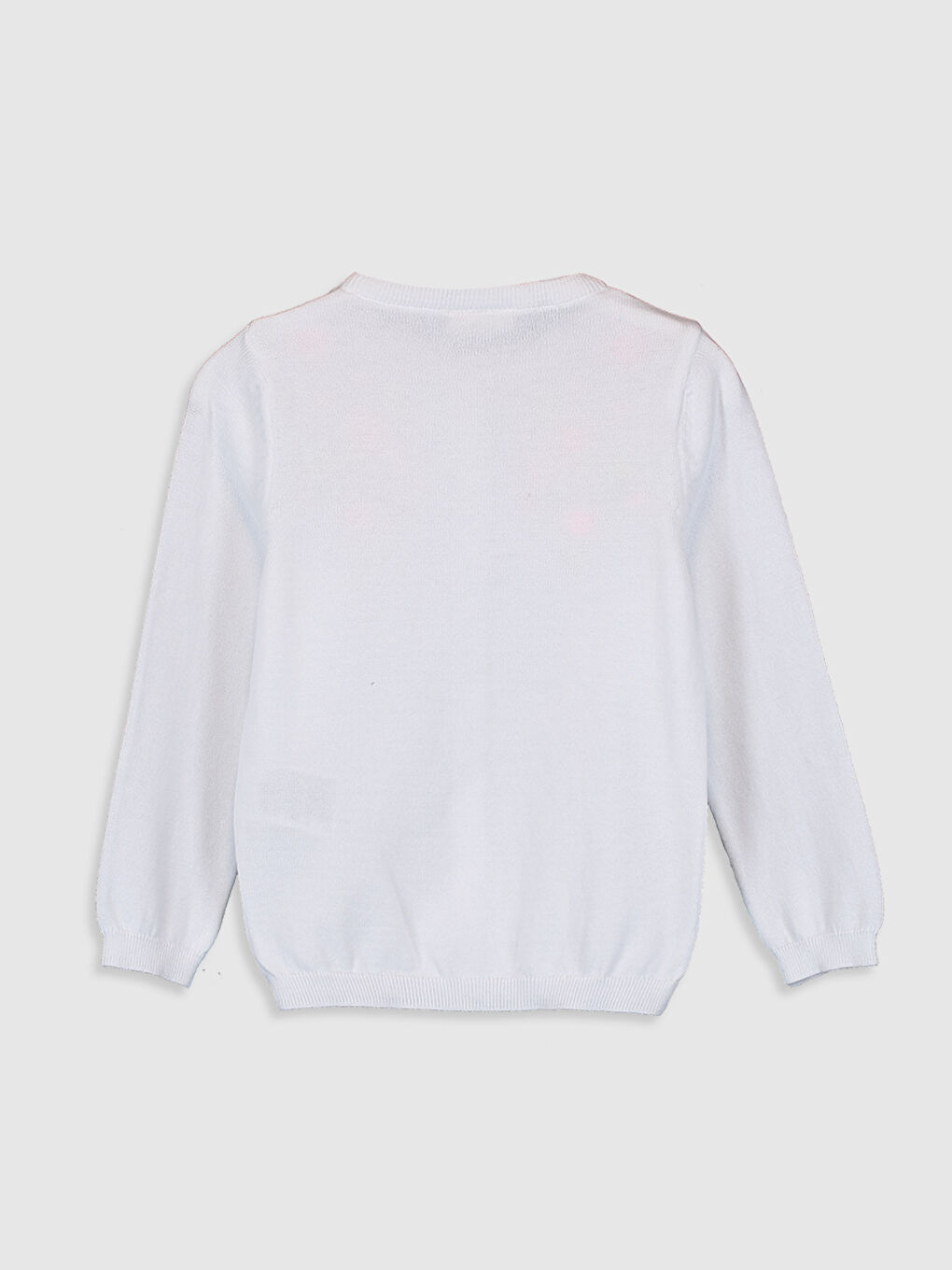 Beyaz Bisiklet Yaka Uzun Kollu Kız Çocuk Hırka-1