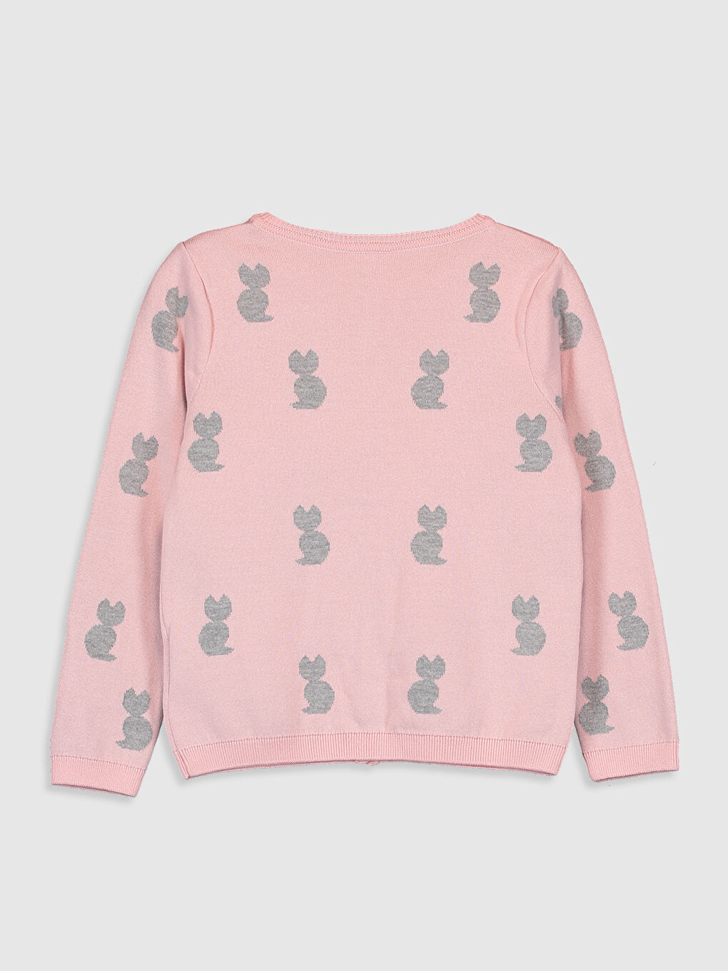 Pembe Kız Çocuk Pul İşlemeli İnce Triko Hırka-1