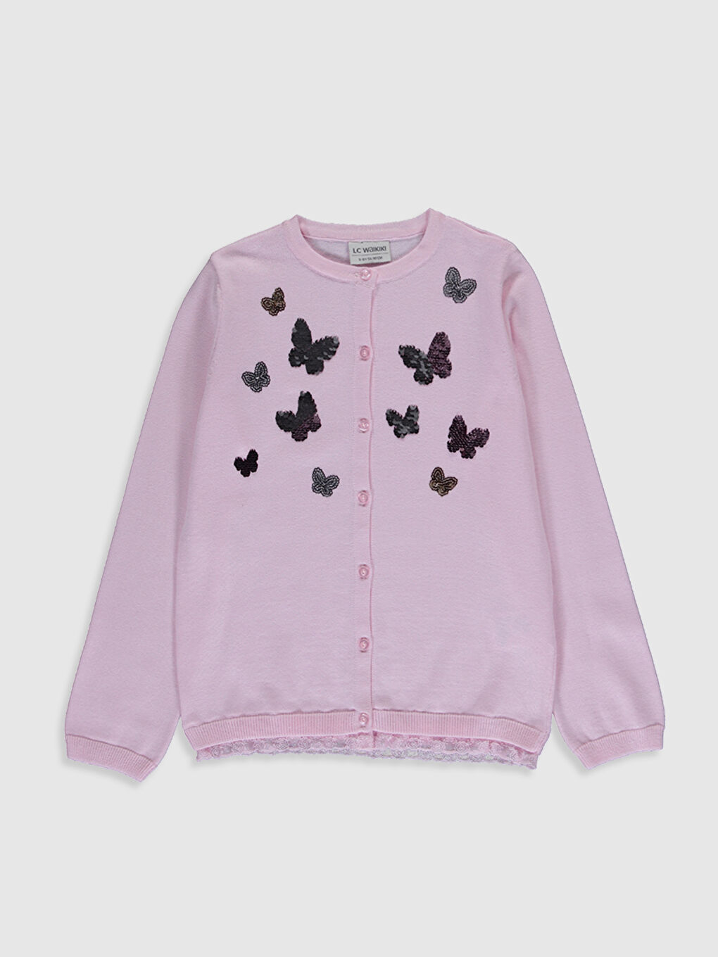 Pembe Bisiklet Yaka Uzun Kollu Kız Çocuk Hırka