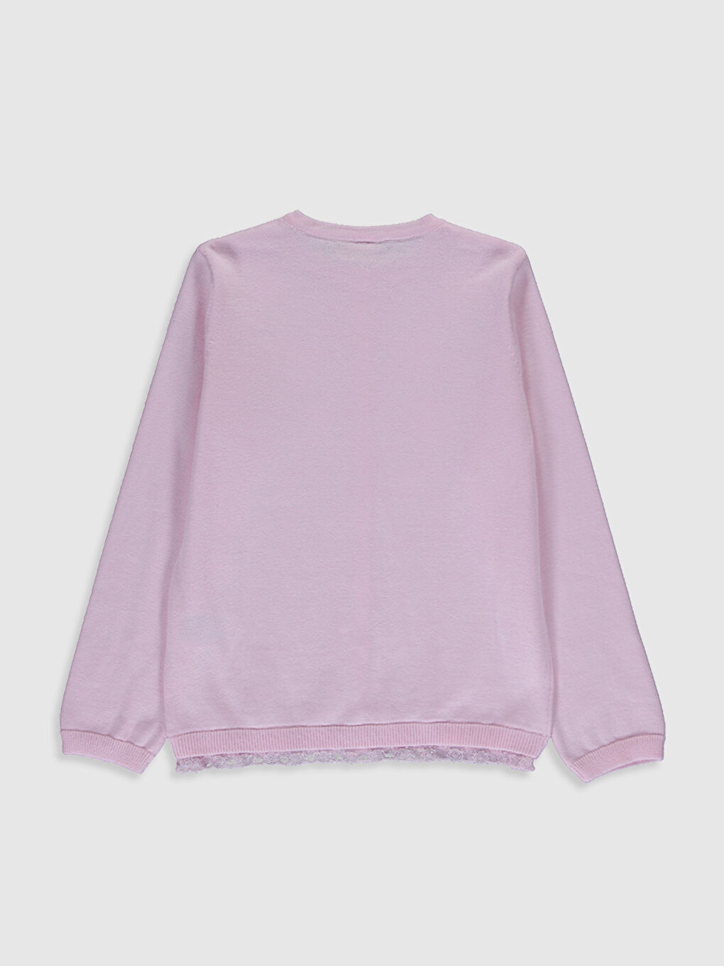 Pembe Bisiklet Yaka Uzun Kollu Kız Çocuk Hırka-1