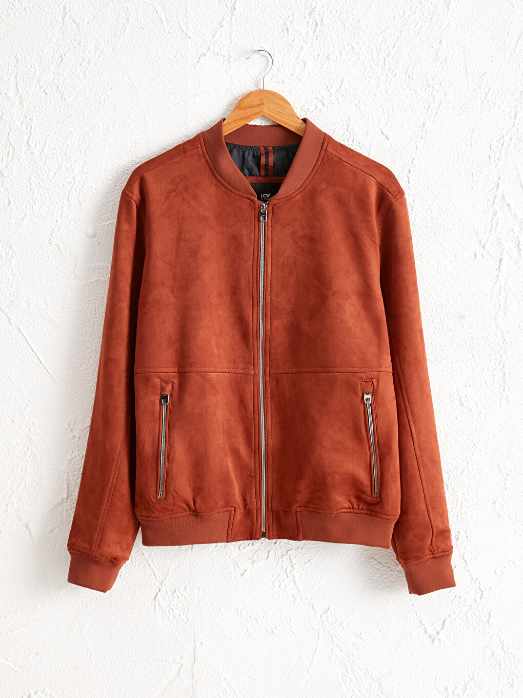 Slim Fit Kolej Yaka Bomber Süet Mont