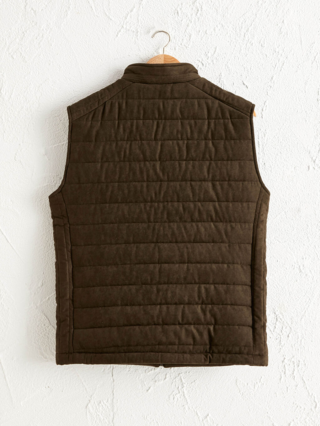 Haki Slim Fit Dik Yaka Süet Yelek-2