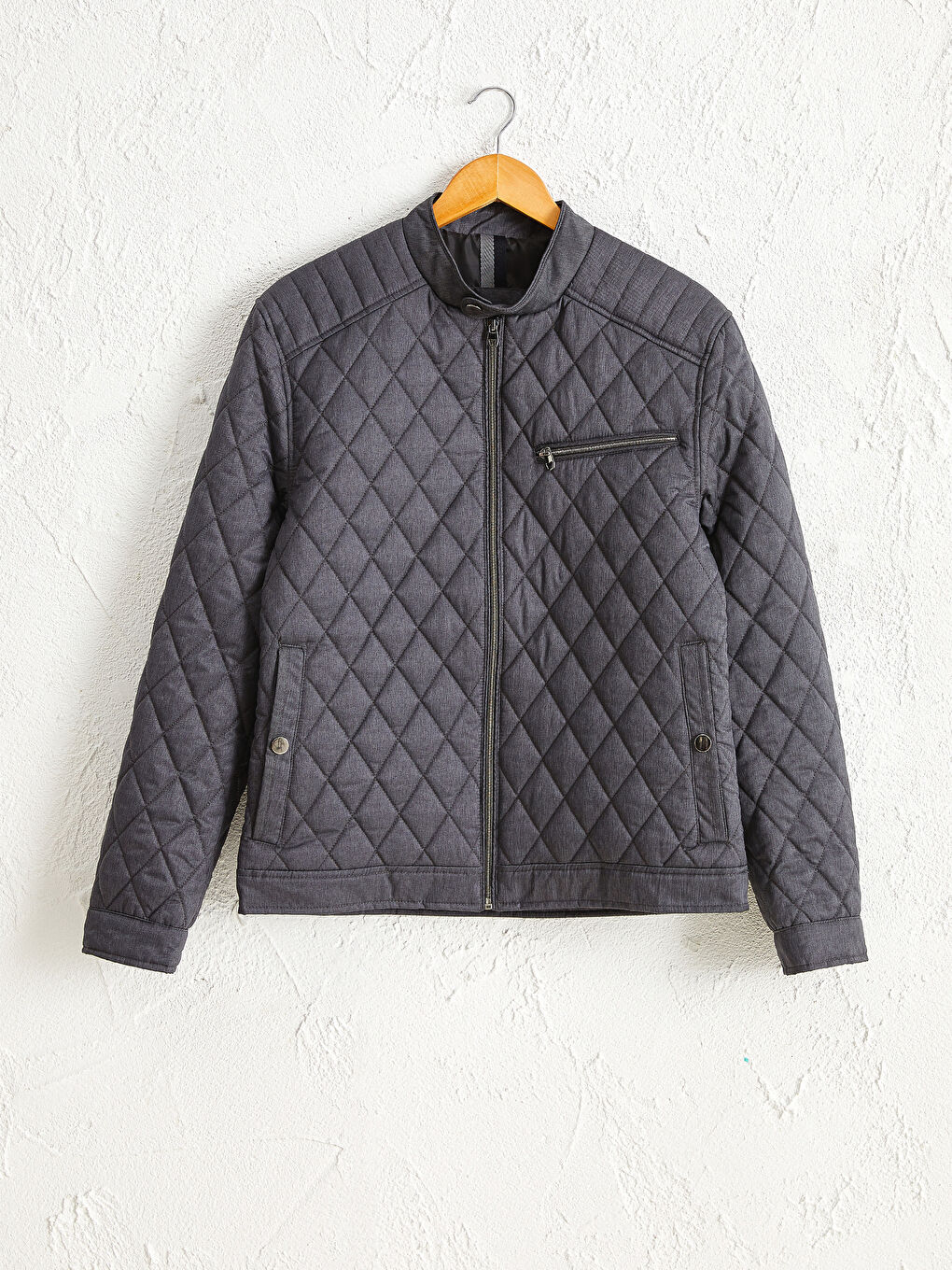 Gri Slim Fit İnce Erkek Mont