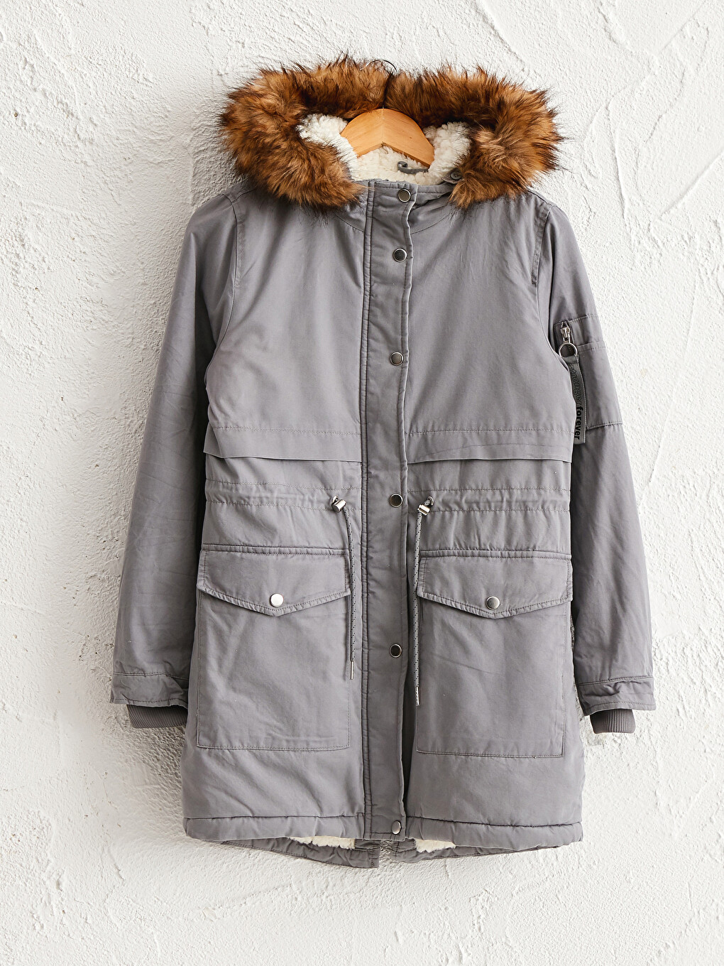 Women's Parka With Hooded Straight Long Sleeve Thick