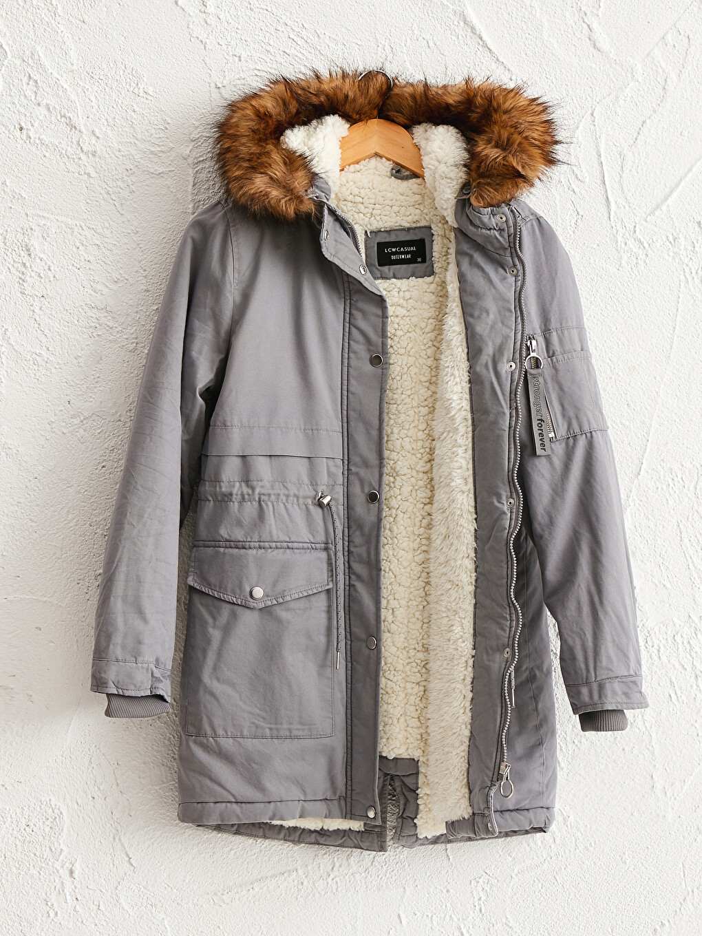 Women's Parka With Hooded Straight Long Sleeve Thick-1