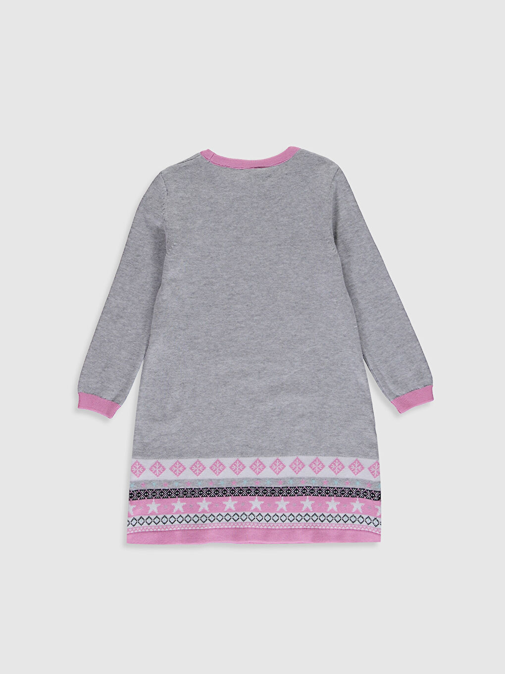 Gri Kız Çocuk Triko Elbise ve Külotlu Çorap-2