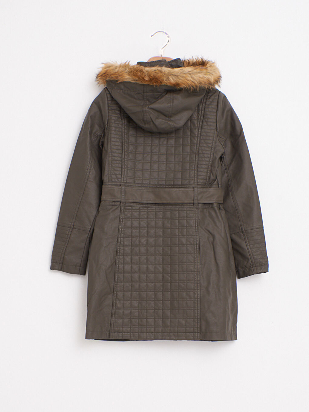 Haki Deri Görünümlü Kaban-9