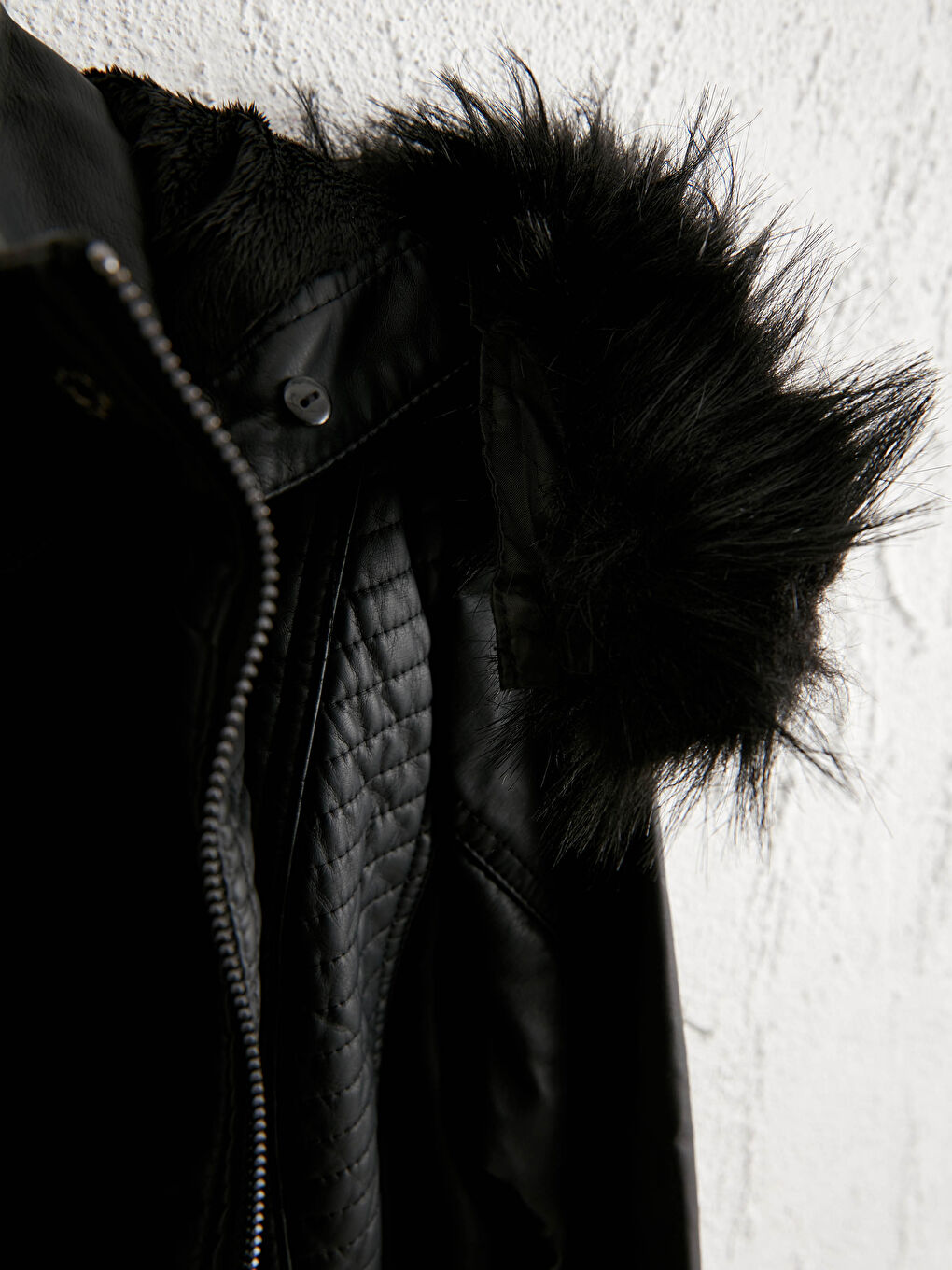 Външно облекло с кожен вид и дълъг ръкав за жени-2