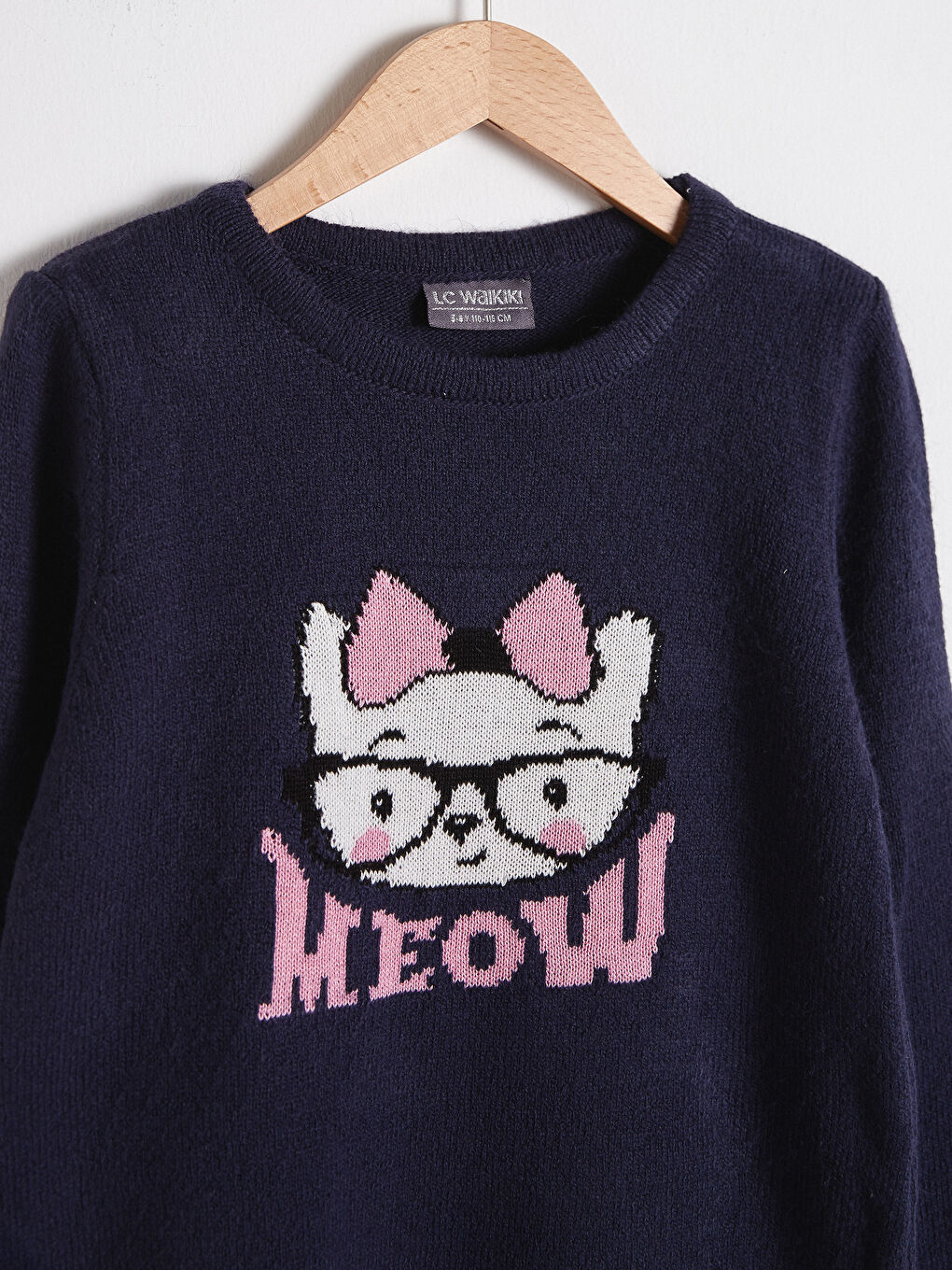 Lacivert Kız Çocuk Triko Elbise ve Külotlu Çorap-2