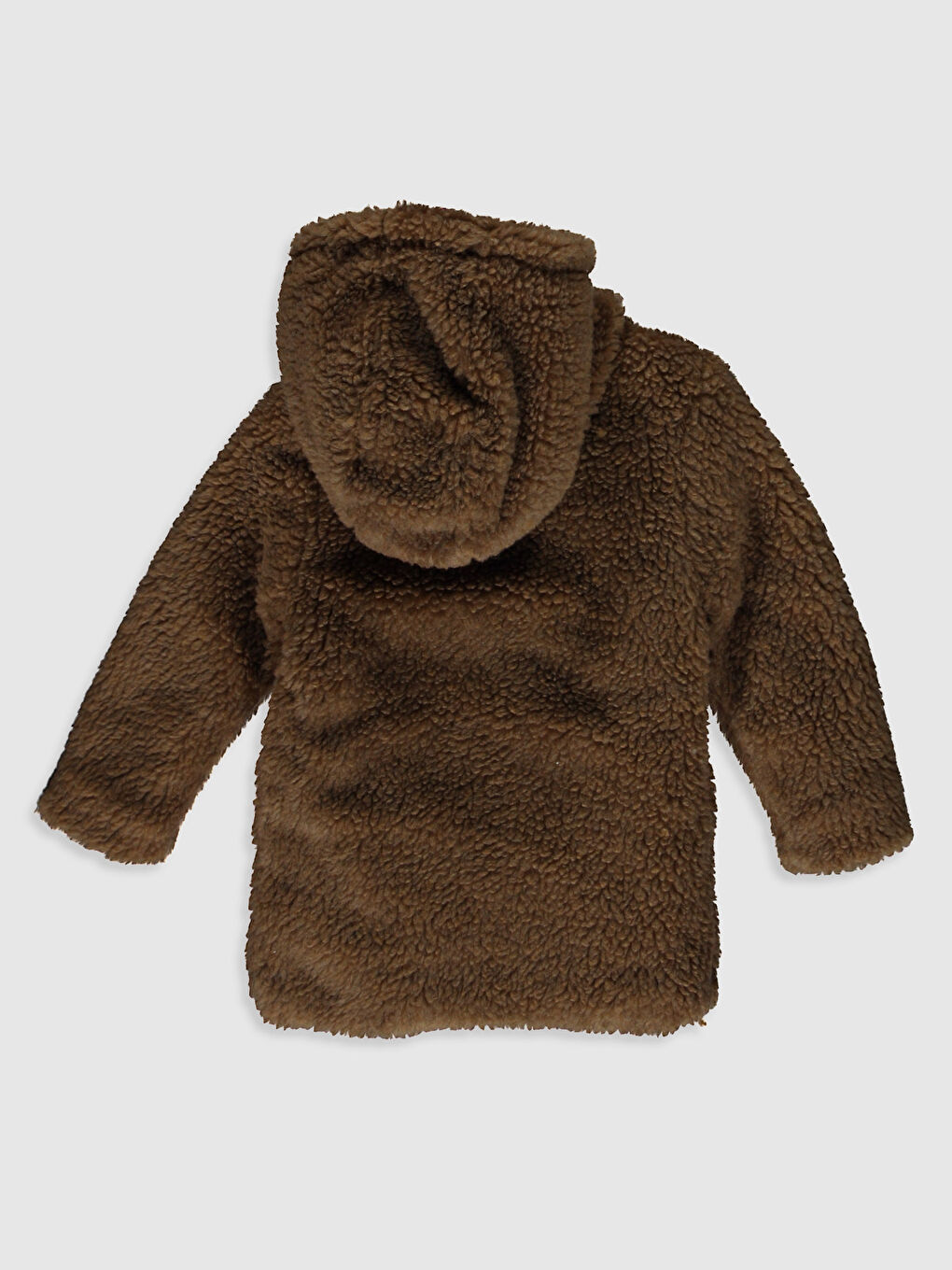 Kahverengi Kapüşonlu Uzun Kollu Basic Kalın Erkek Bebek Kaban-1